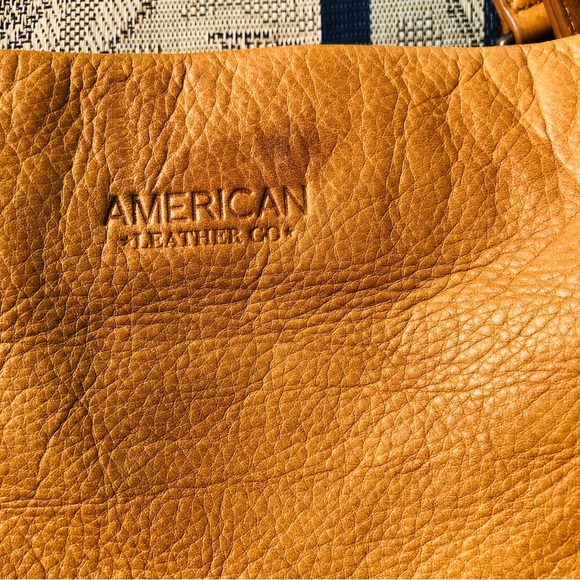 American Leather Co 3 Section Satchel Bag Purse in Light Tan - Picture 5 of 16